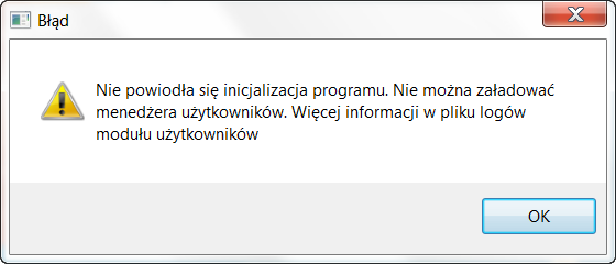 Błąd ControlMaestro: Nie powiodła się inicjaliacja menedżera użytkowników