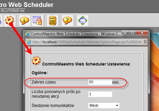 Parametr zakres czasu w module Scheduler ControlMaestro