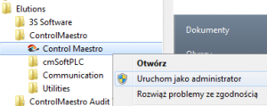 Uruchamianie ControlMaestro jako administrator