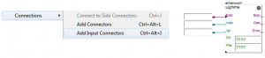 Dodawanie konektorów wejściowych do bloków funkcyjnych