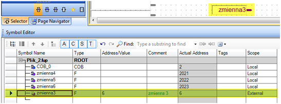 Definicja zmiennej zewnętrznej (external) w oknie Symbol Editor