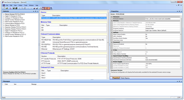 Okno Device Configurator