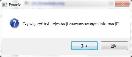 Komunikat proszący o potwierdzenie włączenia trybu diagnostycznego.