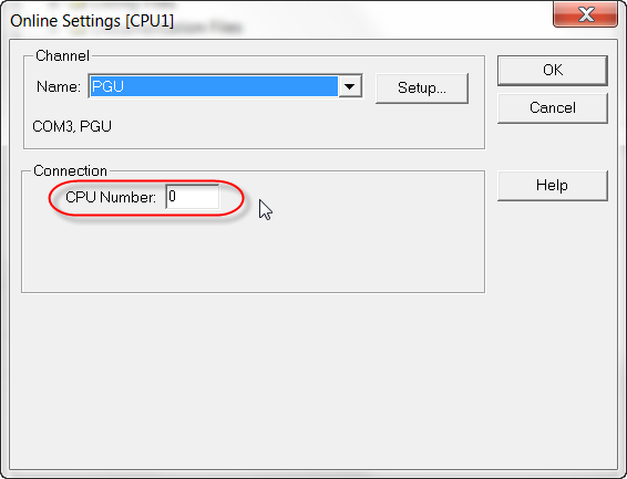 Parametr CPU Number w PG5 1.4