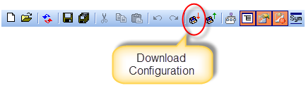 Położenie ikony Download Configuration na pasku narzędzi