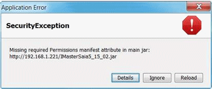 Błąd Java SecurityException: Missing required permissions manifest attribute