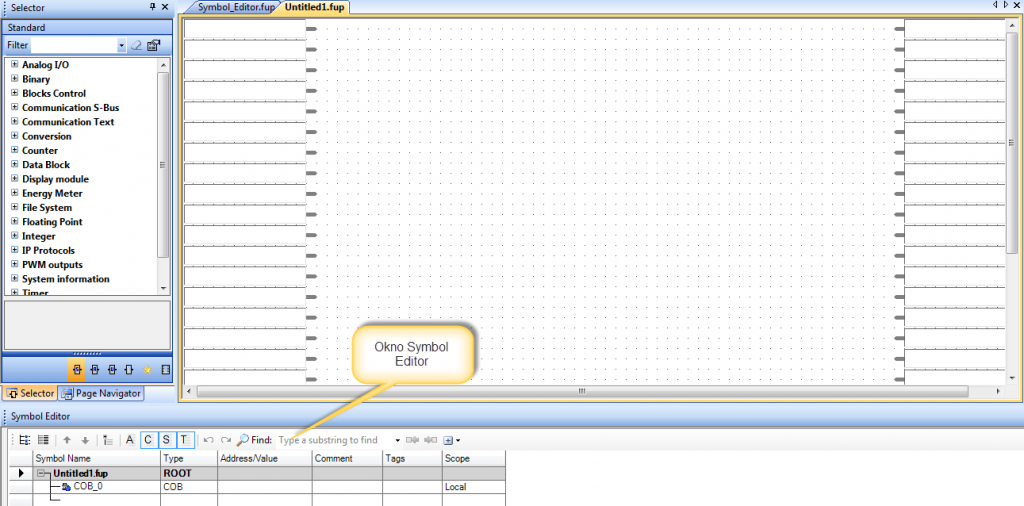 Okno Symbol Editor