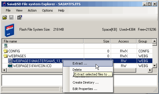 Saia SD File System Explorer