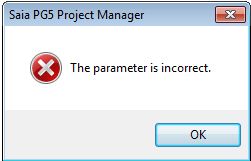 Błąd "The parameter is incorrect" podczas przywracania projektu